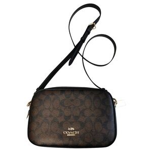 Coach Signature Black and Brown Crossbody Bag